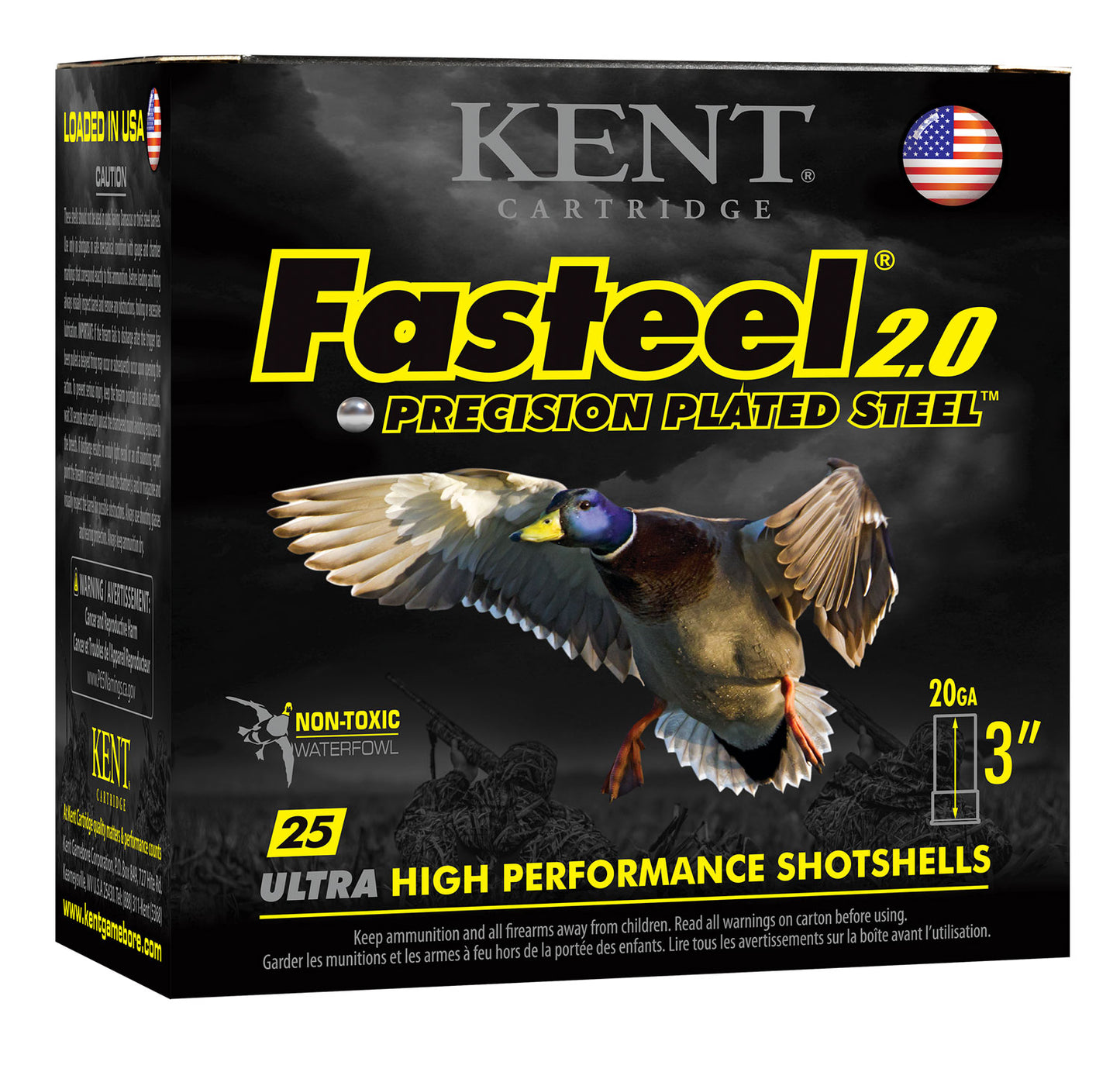 Kent Cartridge K203FS243 Fasteel 2.0 Waterfowl 20 Gauge 3" 7/8 oz 3 Shot 25 Per Box/ 10 Cs