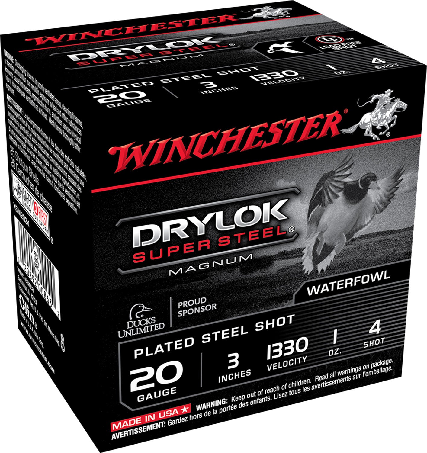 Winchester Ammo XSM2034 DryLock Super Magnum 20 Gauge 3" 1 oz 1330 fps 4 Shot 25 Bx/10 Cs