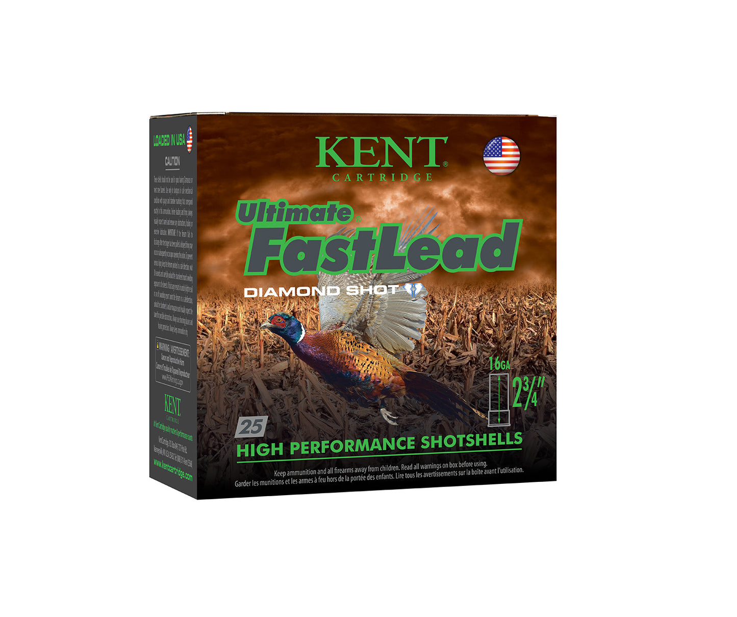 Kent Cartridge K162UFL285 Ultimate Fast Lead 16 Gauge 2.75" 1 oz 5 Shot 25 Per Box/ 10 Cs