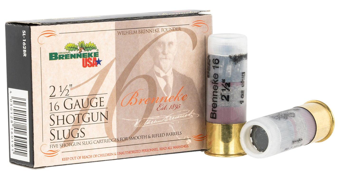 Brenneke SL162BR Brenneke 16 Hunting 16 Gauge 2.50" 1 oz Slug Shot 5 Per Box/ 50 Cs
