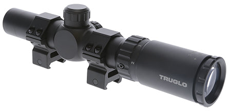 TruGlo TGTG8514BLC OPTI-Speed Matte Black Anodized 1-4x 24mm Illuminated Red BDC 30mm w/Rings