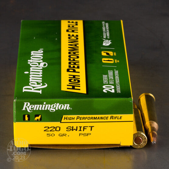 220 Swift 50 Grain PSP Remington High Performance Rifle Ammo - 20
