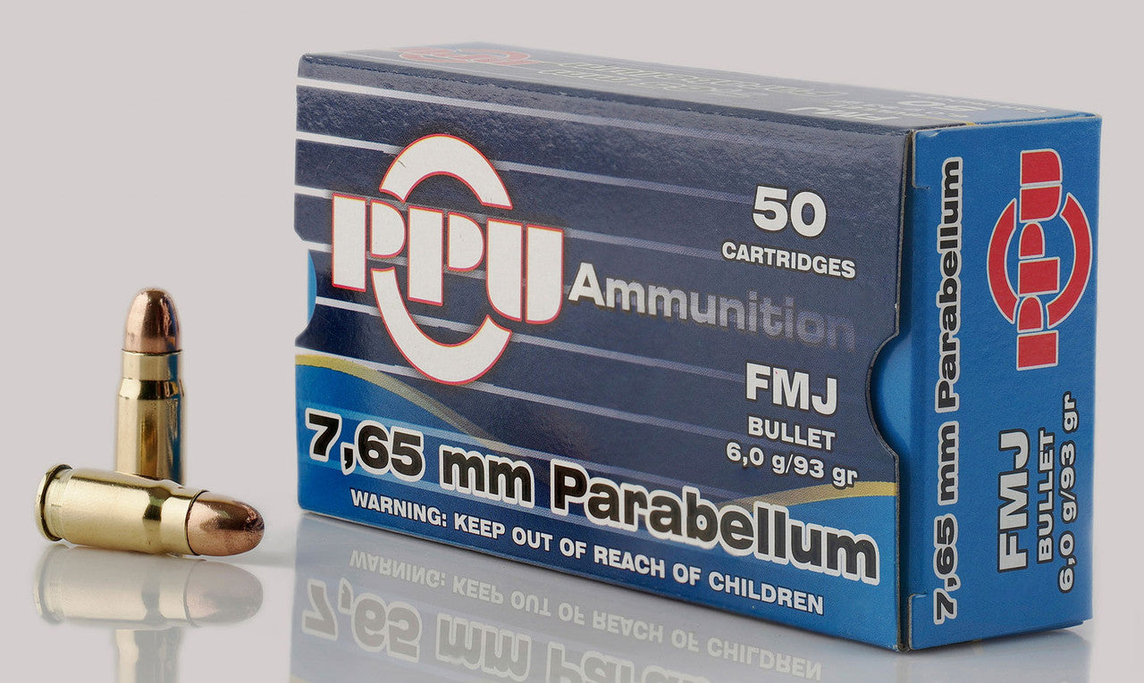 7.65mm Parabellum Ammo - 93 Grain FMJ - Prvi Partizan - 50