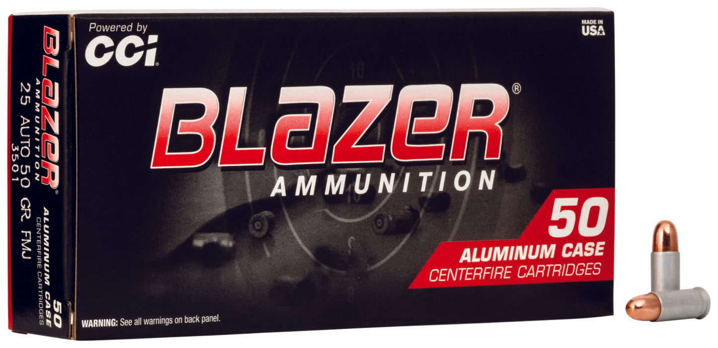 CCI 3501 Blazer Handgun 25 ACP 50 gr Total Metal Jacket (TMJ) 50 Per Box/ 20 Cs