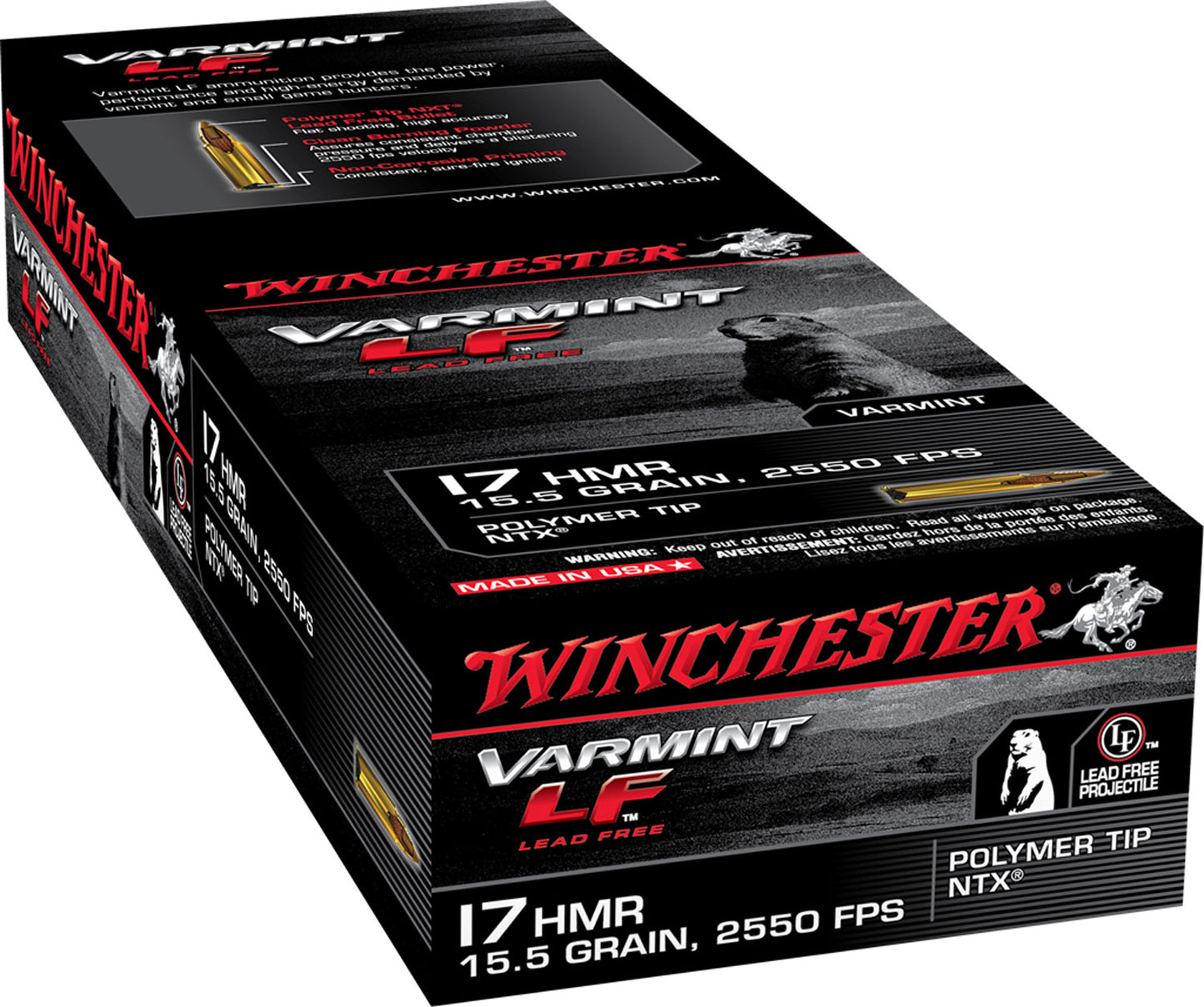 Winchester Ammo S17HMR1LF Varmint LF 17 HMR 15.5 gr NTX 50 Bx/20 Cs