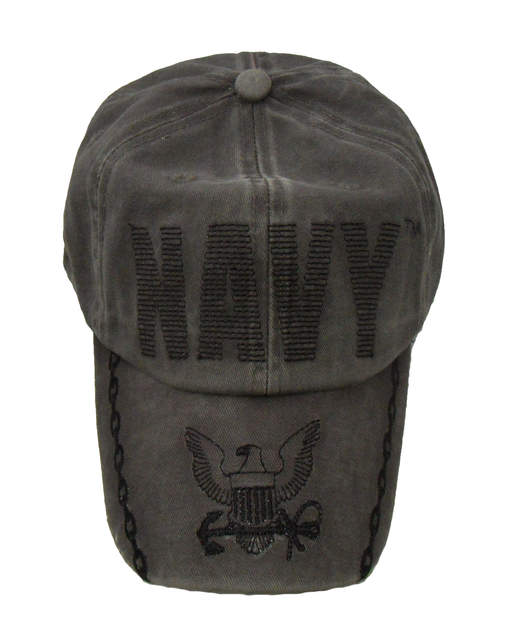 Navy Running Stitch w/ Logo Stone Washed Cap
