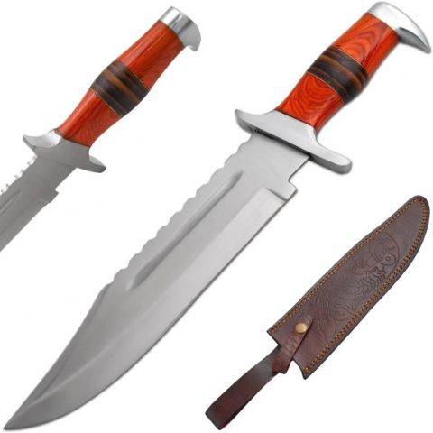 Old Ram Handmade Western Outlaw Bowie Knife Two Tone Wood Handle