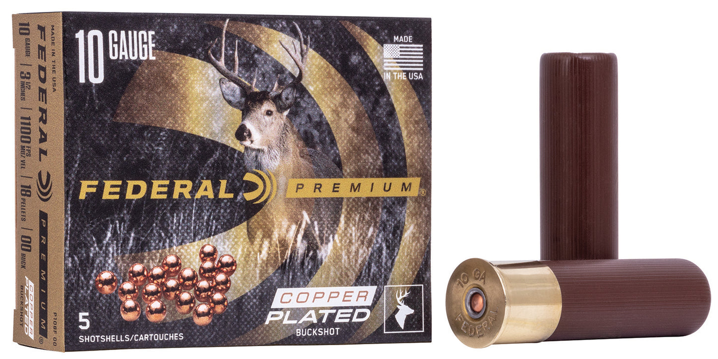 Federal P108F00 Premium Vital-Shok 10 3.50" 18 Pellets 2 1/4 oz 00 Buck Shot 5 Per Box/ 50 Cs