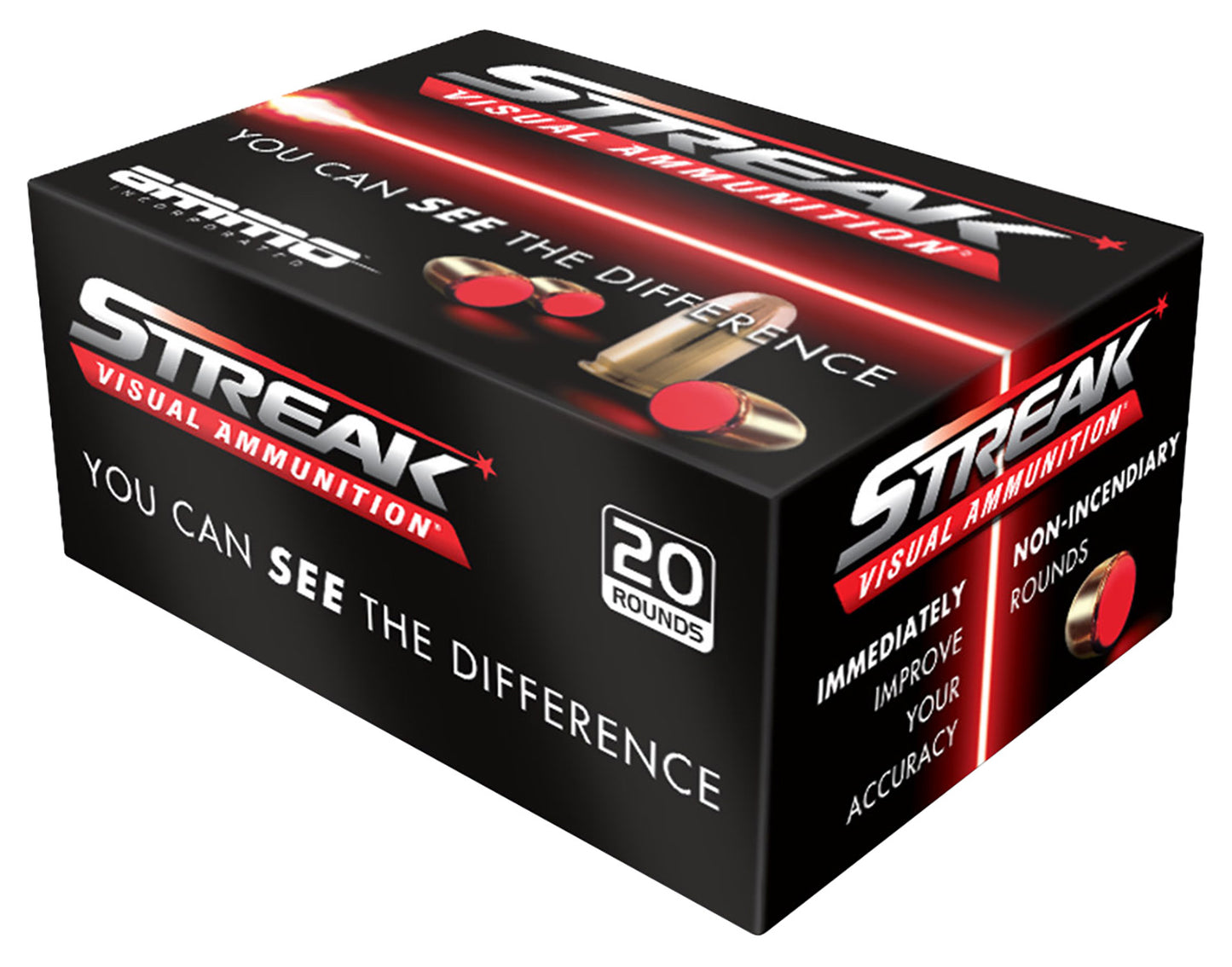 Ammo Inc 38125TMCSTRKRED Streak Visual (RED) Self Defense 38 Special 125 gr Total Metal Case (TMC) 20 Per Box/ 10 Cs