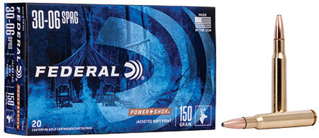 Federal 3006A Power-Shok 30-06 Springfield 150 gr Jacketed Soft Point (JSP) 20 Per Box