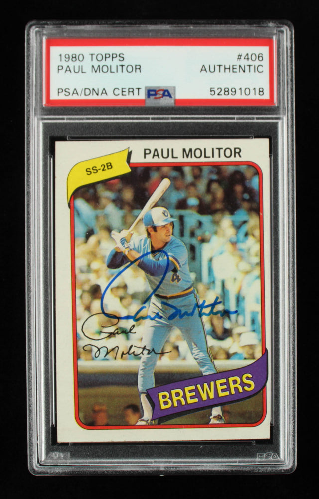 Paul Molitor Signed 1980 Topps #406 (PSA Encapsulated)