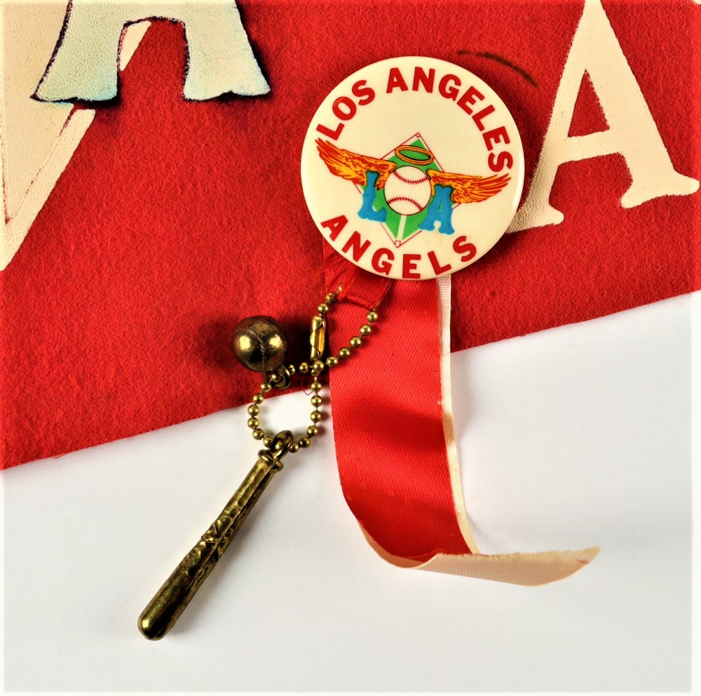 Los Angeles Angels 1965 Vintage Felt Pennant with Original Angels Pin