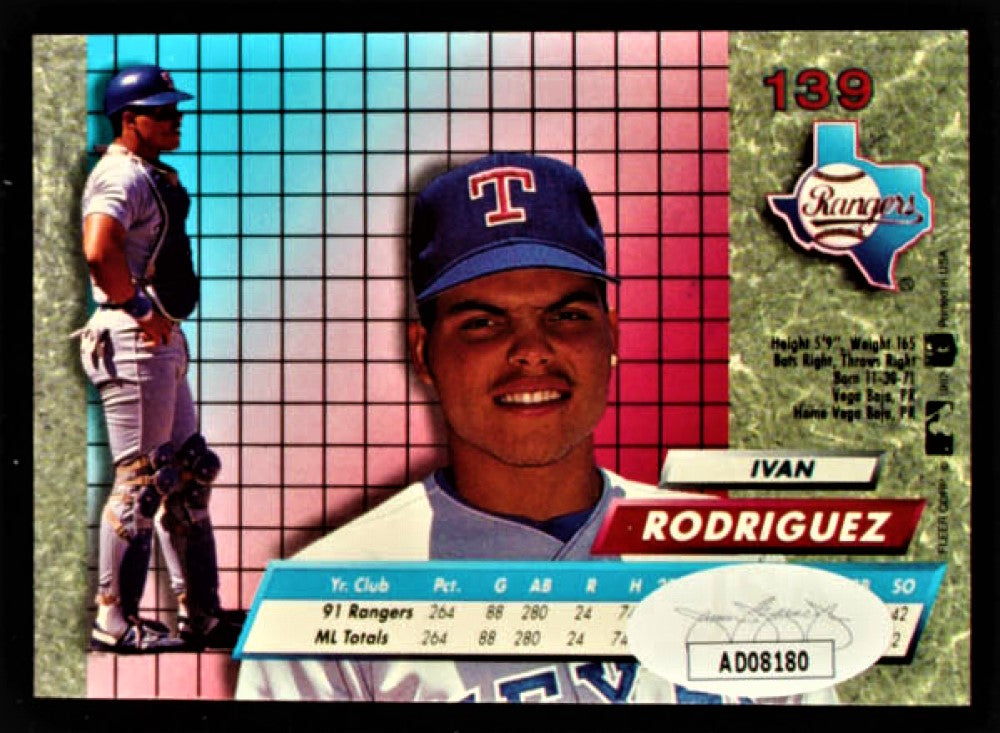 Ivan Rodriguez Signed 1992 Ultra #139 RC