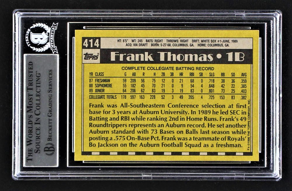 Frank Thomas Signed 1990 Topps #414B RC