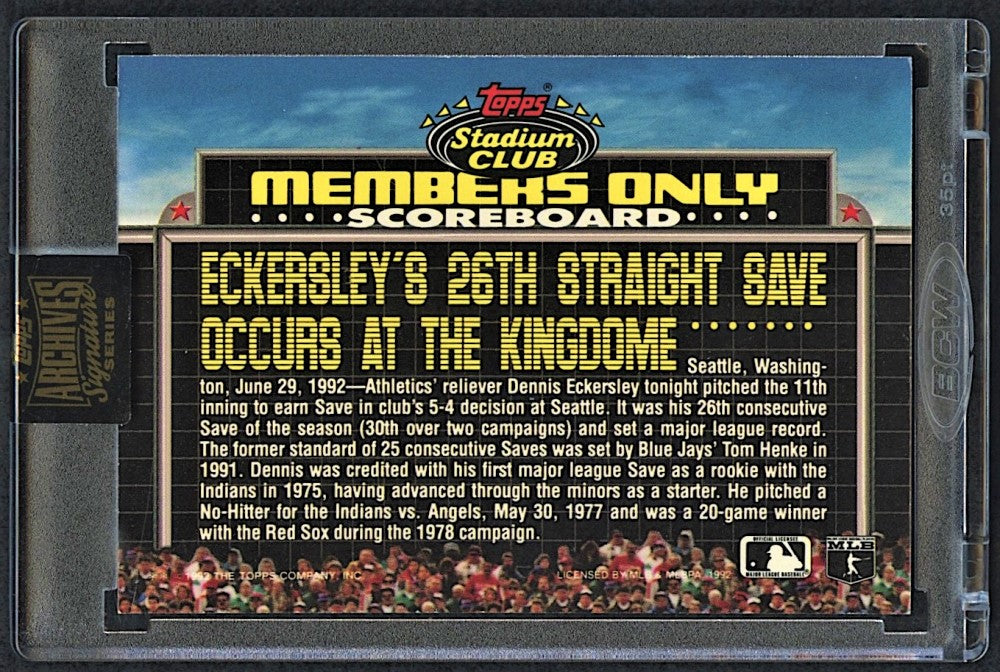 Dennis Eckersley 2022 Topps Archives Signature Series Buyback Autograph #1/1