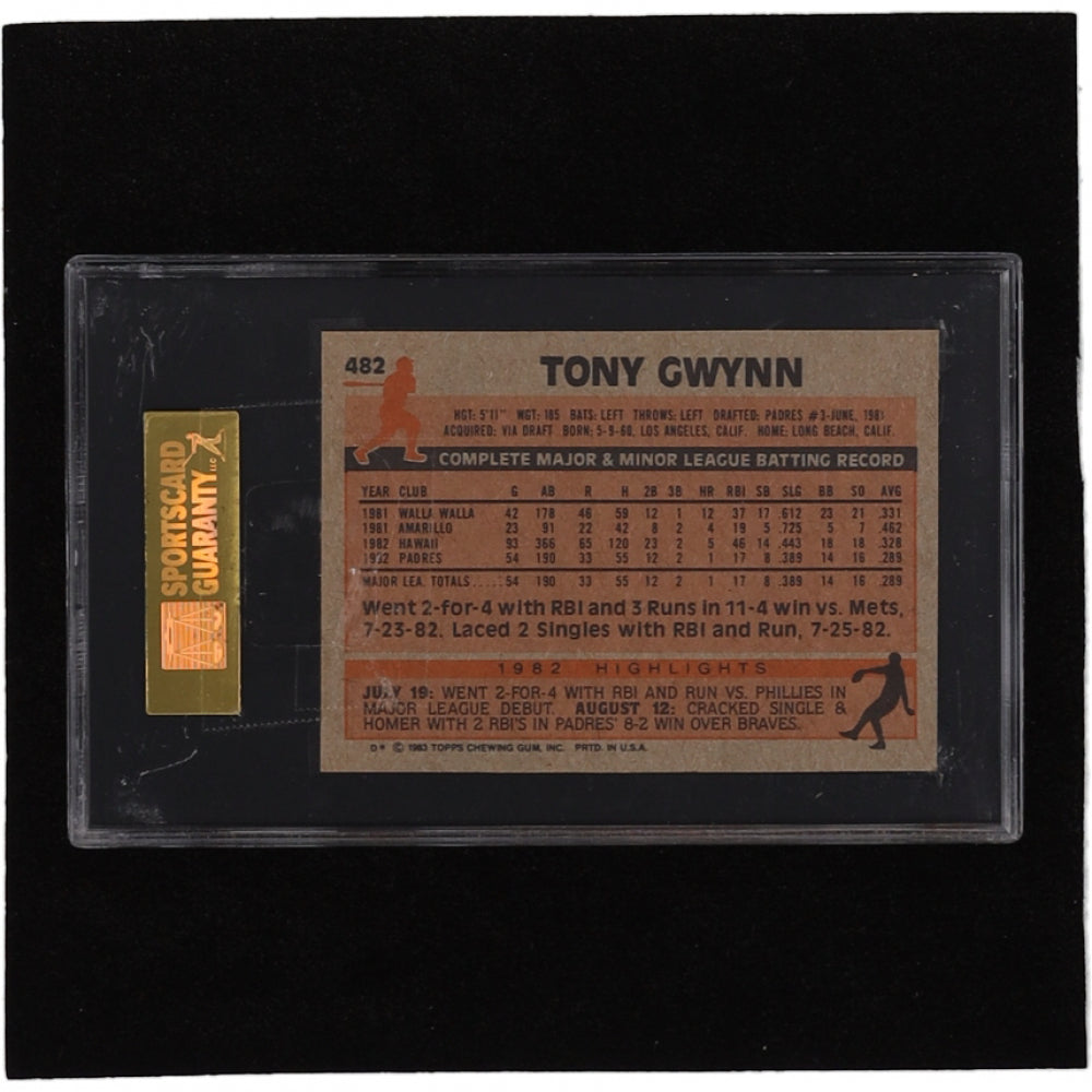 Tony Gwynn 1983 Topps #482 RC (SGC 7)