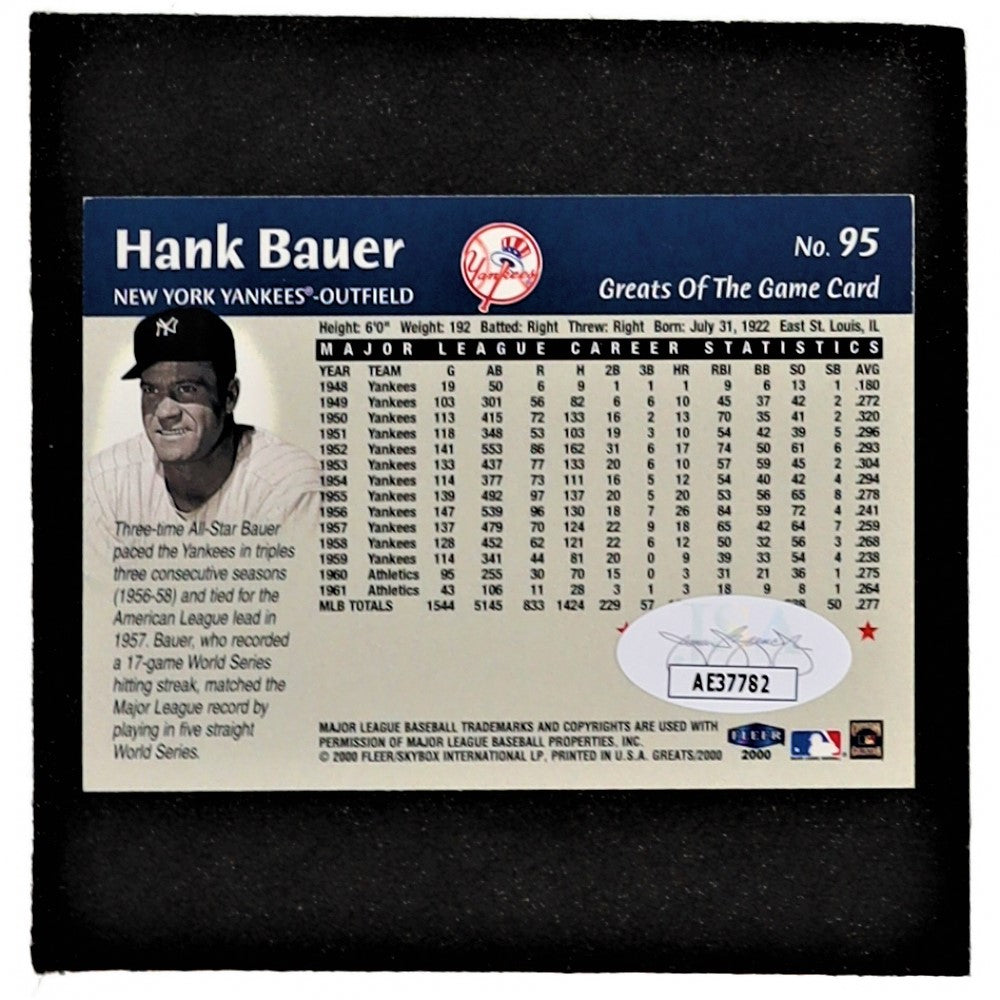 Hank Bauer Signed 2000 Greats of the Game #95 (JSA)