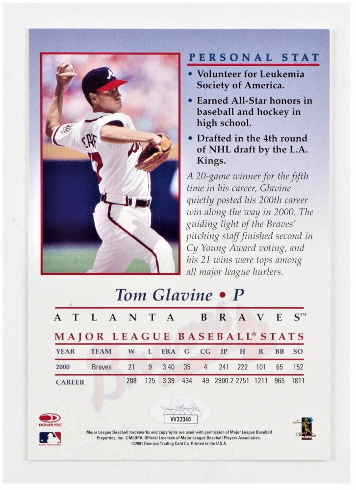 Tom Glavine 2001 Studio Private Signings 5x7 #17 (JSA)