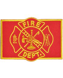 FIRE DEPT, LOGO, RECT. (RED/GOLD) (3-1/2"x2-1/2")