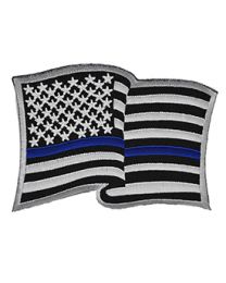 POLICE, BLUE LINE, FLAG,Wavy (3-1/2")