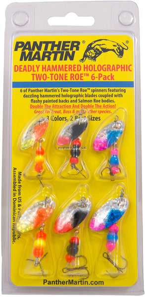 Panther Martin PMTTR6 Two-Tone Roe 6-Pack Trout Spinner Assortment, Sizes 4 & 6