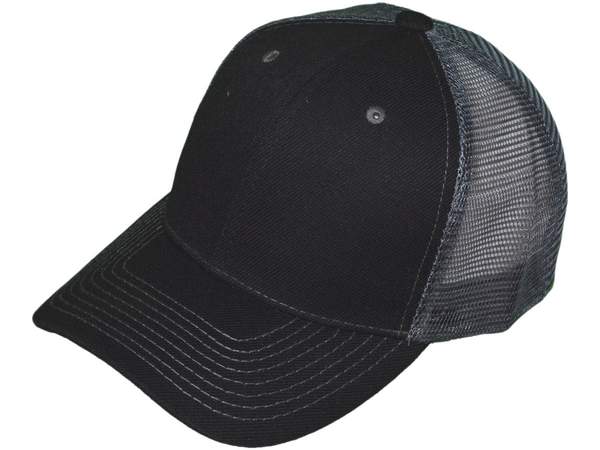 Polyester Snapback Trucker Hat - Black/Dark Gray