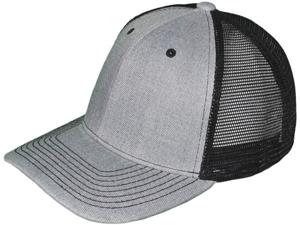 Polyester Snapback Trucker Hat - Heather Gray/Black