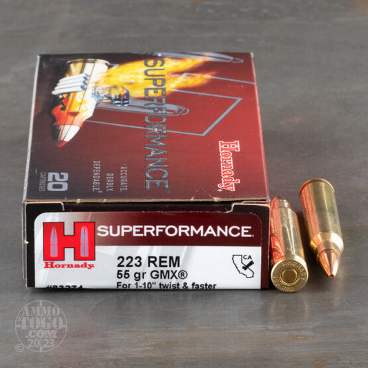 223 Rem Hornady 55 Grain GMX Superformance Ammo - 20