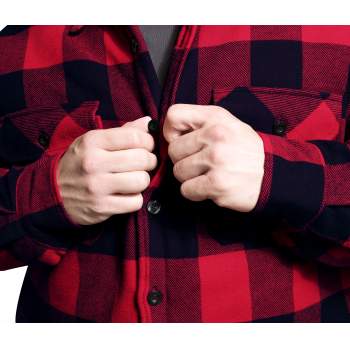 Buffalo Plaid Quilted Lined Jacket - Red