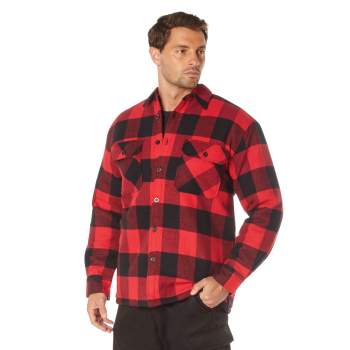 Buffalo Plaid Quilted Lined Jacket - Red