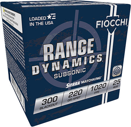 Fiocchi 300BLKMB Range Dynamics Compete 300 Blackout 220 gr Sierra MatchKing BTHP 25 Per Box/ 20 Cs