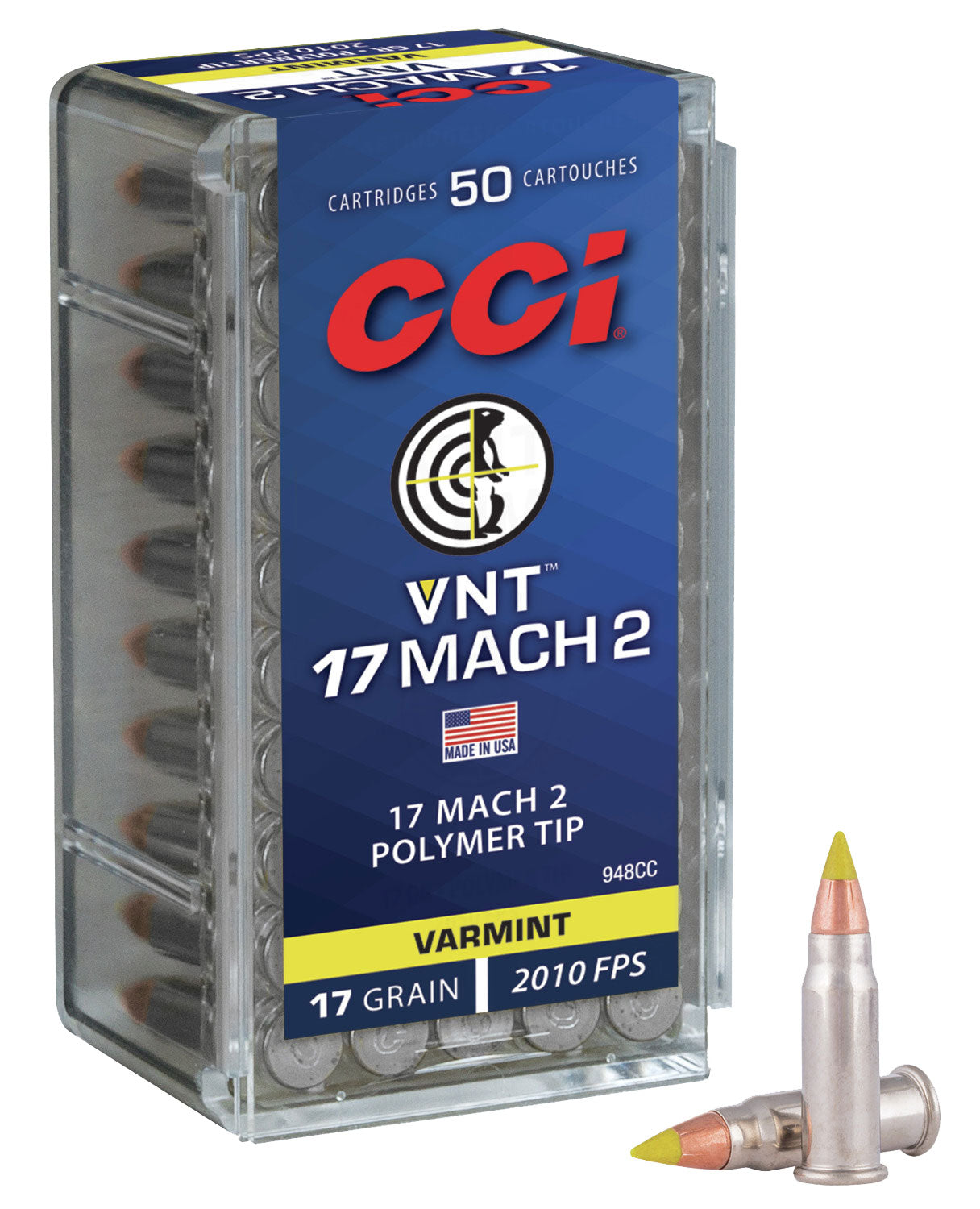 CCI 948CC Varmint Rimfire 17 HM2 17 gr Varmint Tipped 50 Per Box/ 100 Cs