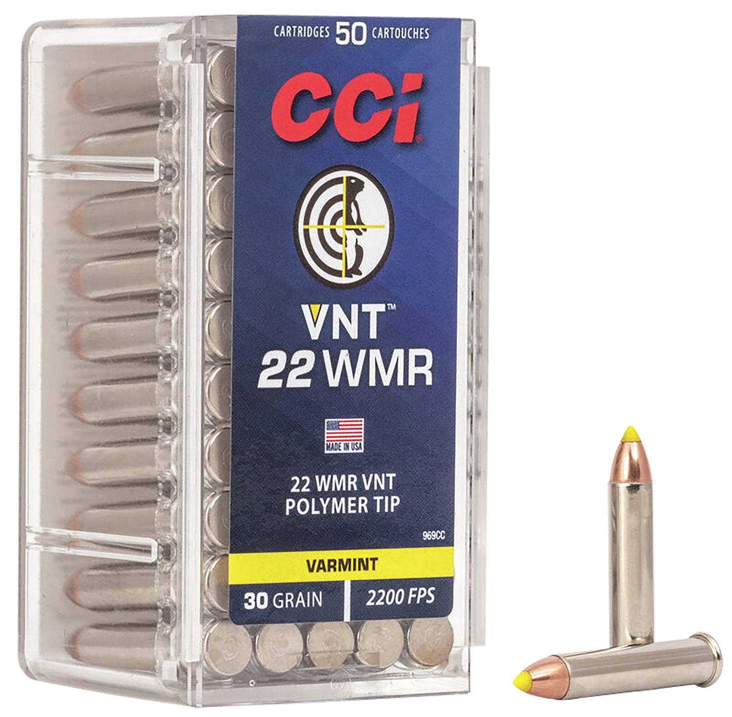 CCI 969CC Varmint Rimfire 22 WMR 30 gr Varmint Tipped 50 Per Box/ 40 Cs