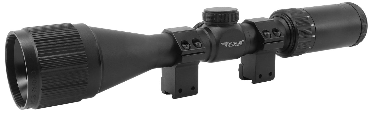 BSA AIR39X40AO Outlook Matte Black 3-9x40mm AO 1" Tube Mil-Dot Reticle