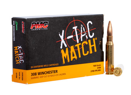 PMC 308XM X-Tac Match Competition 308 Win 168 gr Open Tip Match (OTM) 20 Per Box/ 10 Cs