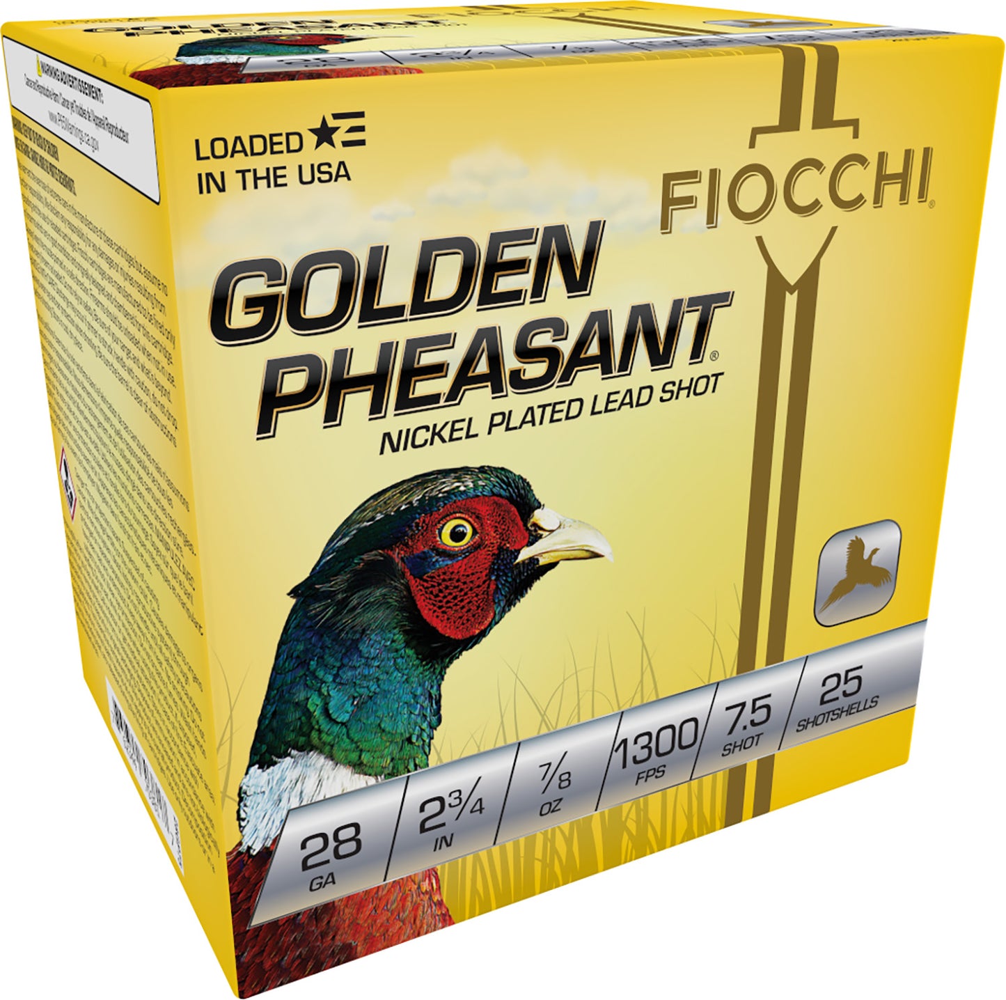 Fiocchi 28GP75 Golden Pheasant Extrema 28 Gauge 2.75" 7/8 oz 7.5 Shot 25 Per Box/ 10 Cs