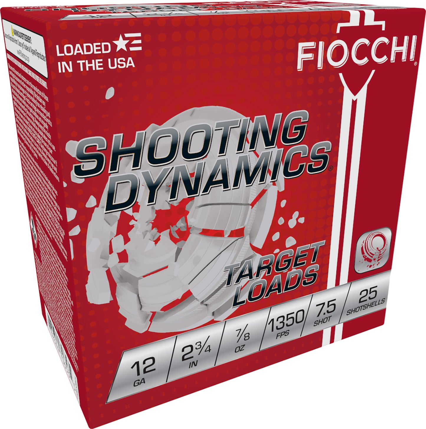 Fiocchi 12SD78H75 Shooting Dynamics Target 12 Gauge 2.75" 7/8 oz 1350 fps 7.5 Shot 25 Bx/10 Cs