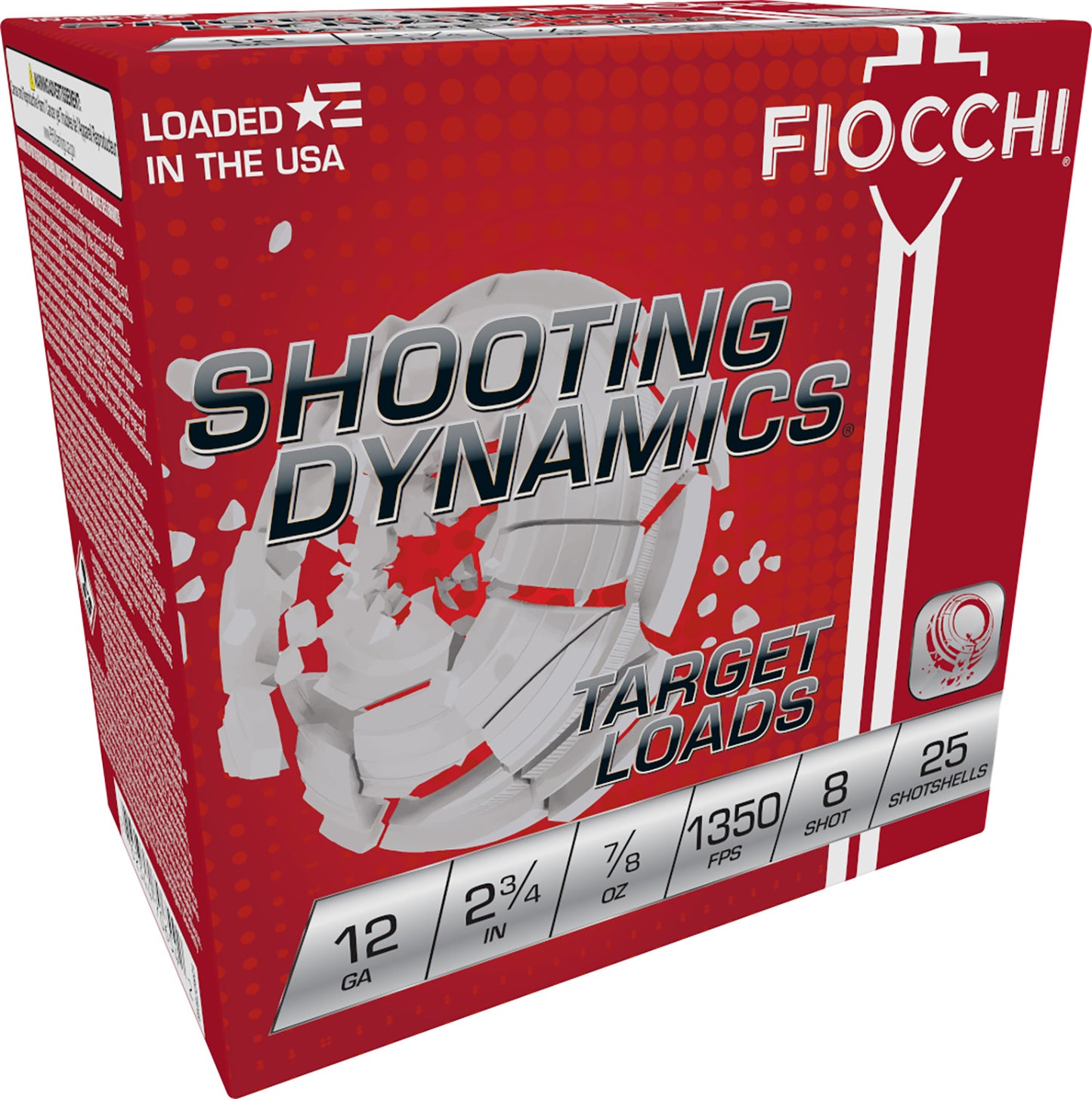 Fiocchi 12SD78H8 Shooting Dynamics Target 12 Gauge 2.75" 7/8 oz 1350 fps 8 Shot 25 Bx/10 Cs