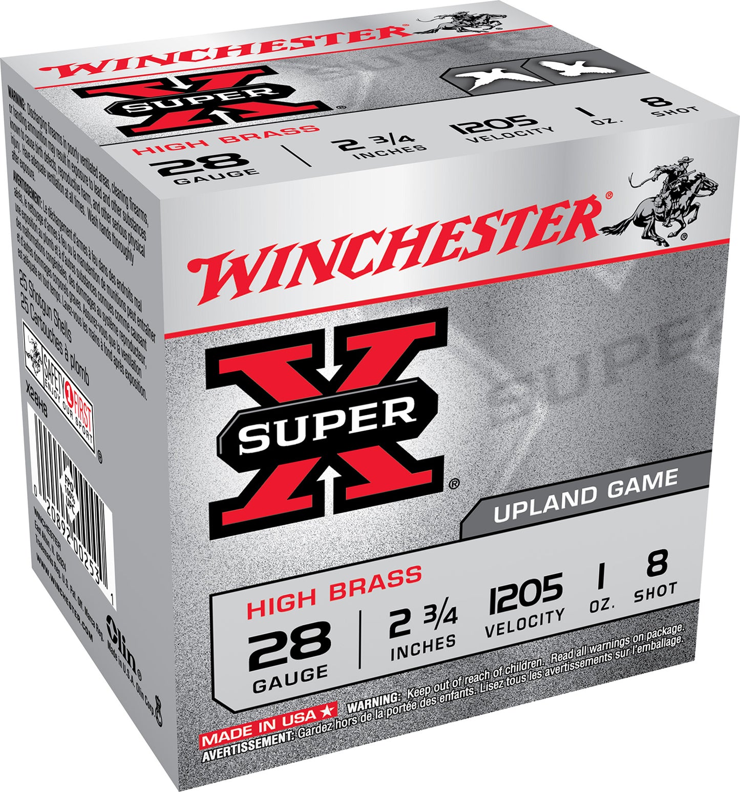 Winchester Ammo X28H8 Super X Heavy Game Load High Brass 28 Gauge 2.75" 1 oz 1205 fps 8 Shot 25 Bx/10 Cs