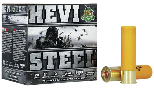 HEVI-Shot HS62002 HEVI-Steel Waterfowl 20 Gauge 3" 7/8 oz 2 Shot 25 Per Box/ 10 Cs