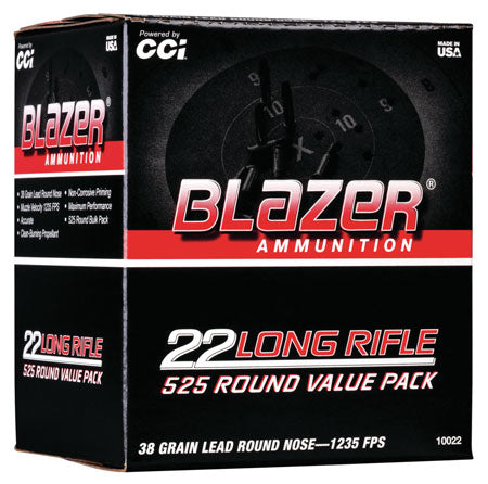 CCI 10022 Blazer Value Pack 22 LR 38 gr 1235 fps Lead Round Nose (LRN) 525 Bx/10 Cs