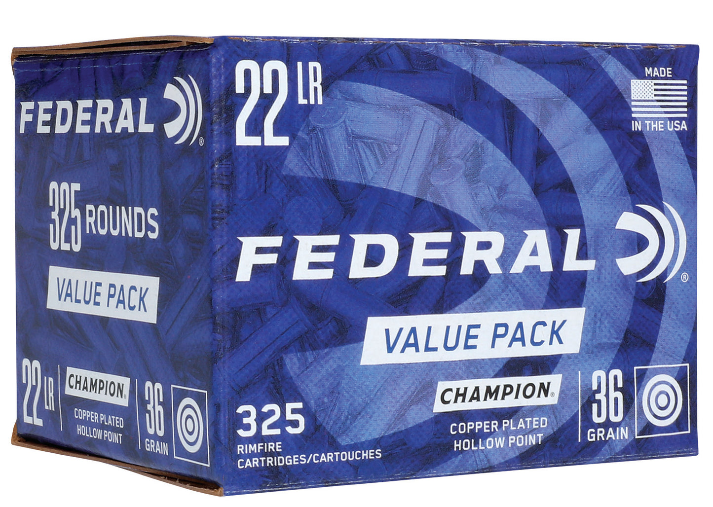 Federal 725 Champion Training Value Pack 22 LR 36 gr Copper Plated Hollow Point (CPHP) 325 Per Box/ 10 Cs