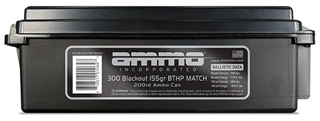 Ammo Inc 300B155BTHPB200 Signature Personal Defense 300 Blackout 155 gr Hollow Point Boat-Tail (HPBT) 200 Per Box/ 6 Cs