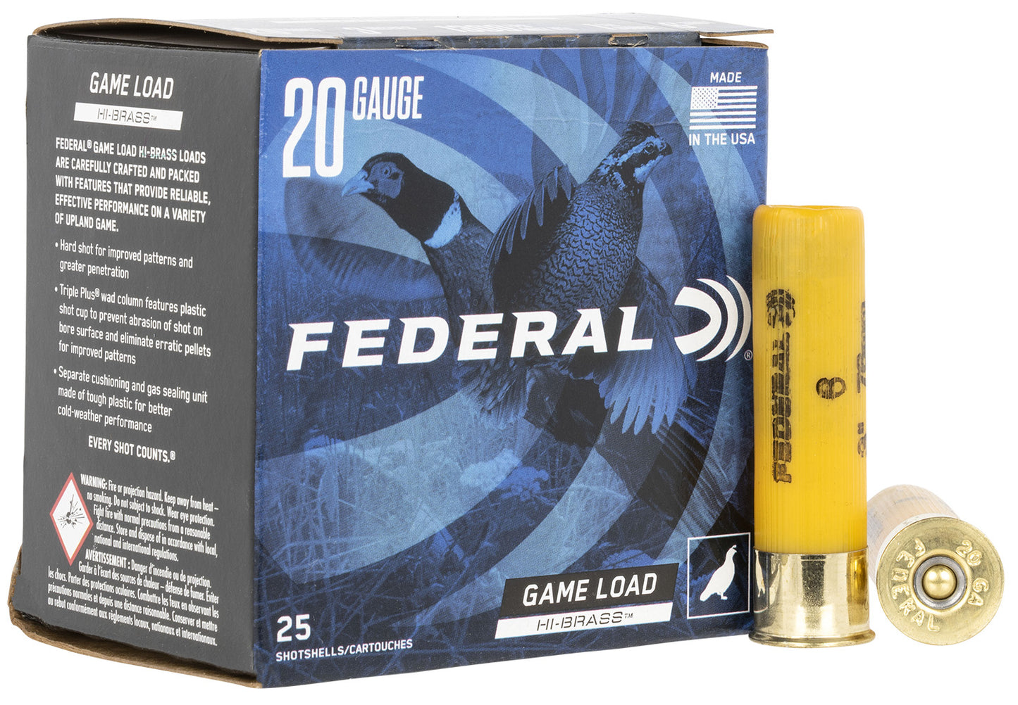 Federal H2586 Game-Shok High Brass 20 Gauge 3" 1 1/4 oz 1300 fps 6 Shot 25 Bx/10 Cs