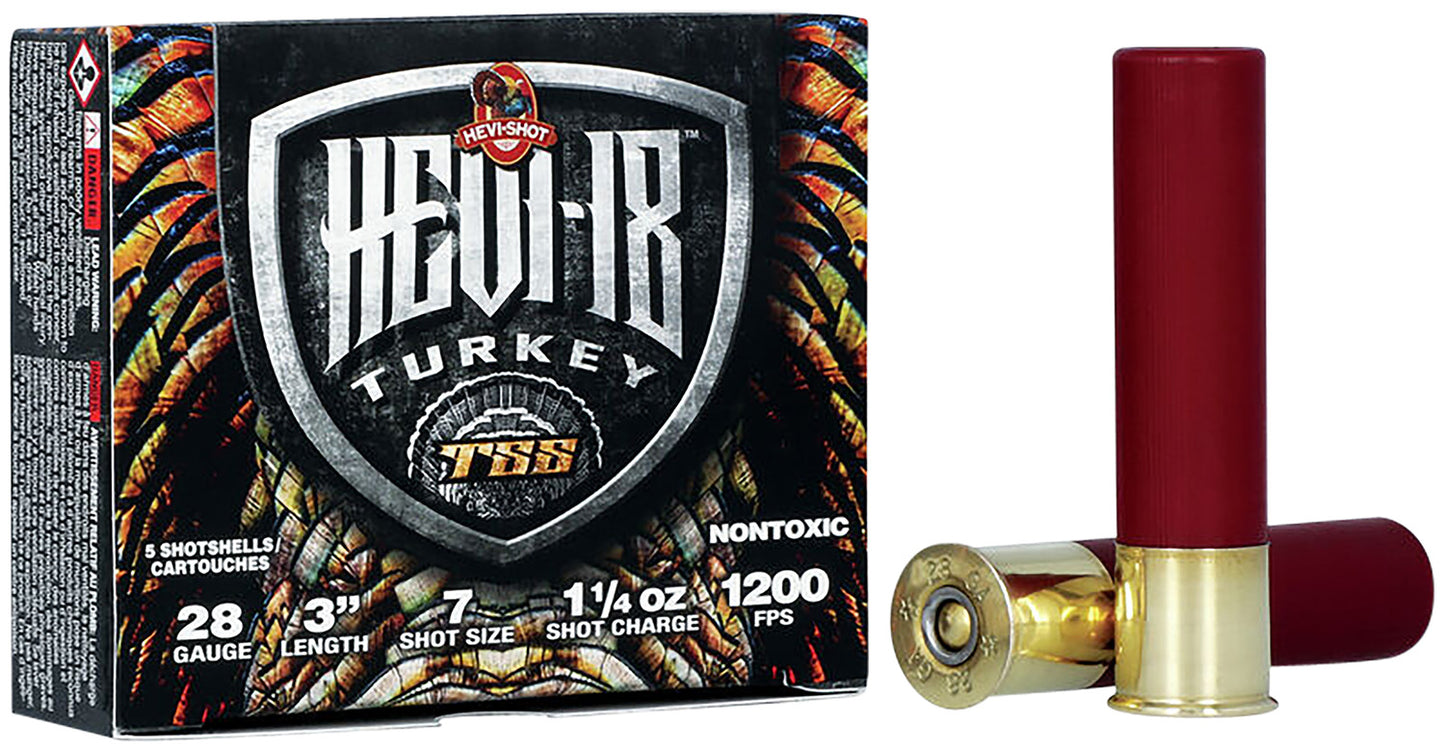 HEVI-Shot HS7287 HEVI-18 Turkey TSS 28 Gauge 3" 1 1/4 oz Tungsten 7 Shot 5 Per Box/ 10 Cs