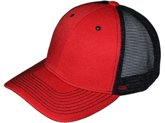 Polyester Snapback Trucker Hat - Red/Black