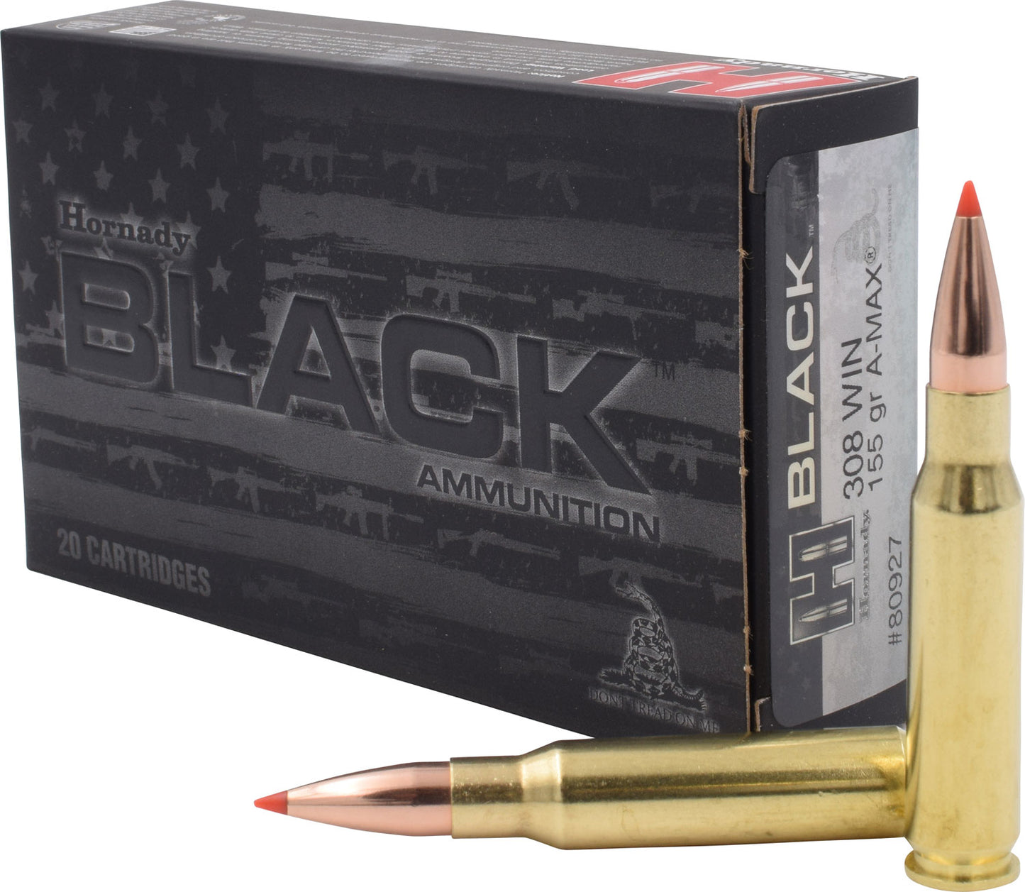 Hornady 80927 Black Target 308 Win 155 gr Hornady A-Max (AMX) 20 Per Box/ 10 Cs