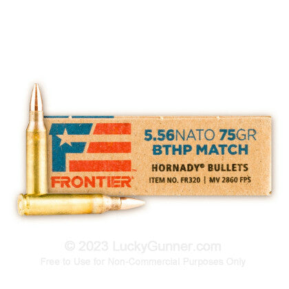 5.56 NATO 75 Grain BTHP Match Hornady Frontier Ammo - 20