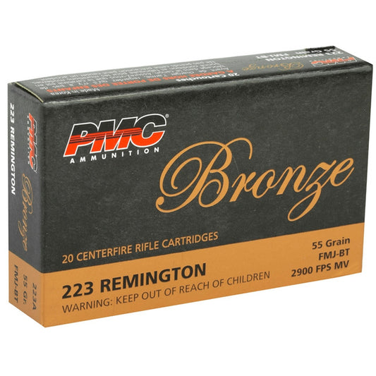 223 Rem PMC 55 Grain FMJ-BT Brass Case Ammo - 223A - 1000 Round Case