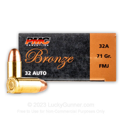 32 Auto 71 Grain FMJ Ammo by PMC - 50